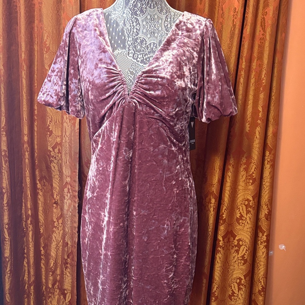 Guess mauve Velvet Ruched Dress
